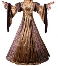 Ladies Deluxe Medieval Renaissance Costume And Headdress Size 10 - 12 Image
